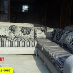 Sid002 Corner Sofa  – Black and White with flower