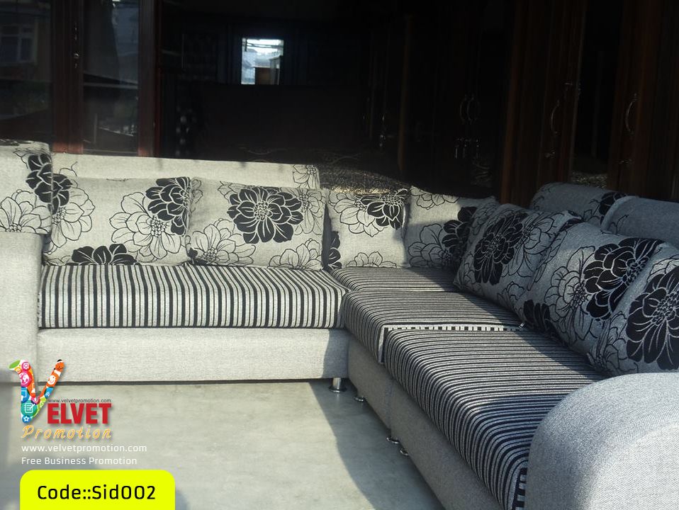 You are currently viewing Sid002 Corner Sofa  – Black and White with flower